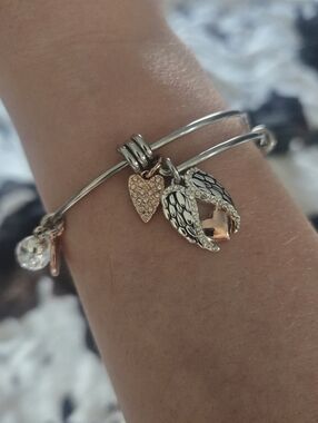 jcpenney Two-Tone Angel Wing and Crystal Heart Charm Bracelet